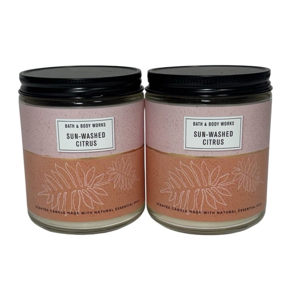 Lot 2 White Barn Bath & Body Works Sun-Washed Citrus 7oz Single Wick Candles